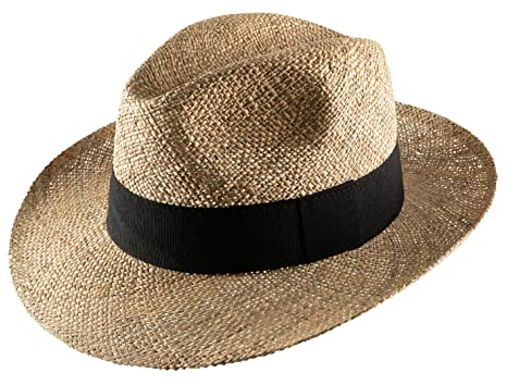Classic Italy - Chapeau Fedora Paille Homme ou Femme Fedora Paglia Fine - Taille 62 cm
