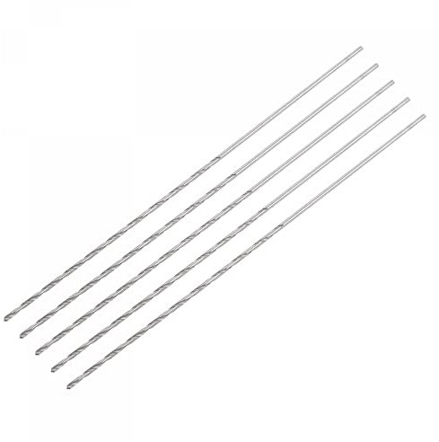 sourcing map 5 Pcs 0.7mm Mini Micro Twist Drill Bits, High-Speed Steel Straight Shank Extra Long Drill Bit 60mm for Aluminum Alloy