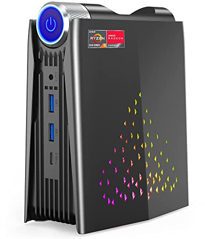 Mini PC Gamer, Ordenador Escritorio Ryzen 5 5600U (Fino a 4,2 GHz) RGB PC de Escritorio, Mini Ordenador HDMI DP Type-C WiFi 6 BT 5.2, Torre Ordenador Gaming, Mini Ordenador de