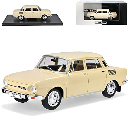 Ixo ?Koda 100 L S100 Limousine Beige 1969-1977 Mit Sockel 1/24 Whitebox Modell Auto