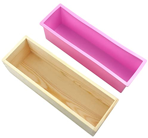 Soap Making Mould, tvålform med trälåda, 1 200 ml tvålgjutning, lämplig för tillverkning av tvål eller toastkaka
