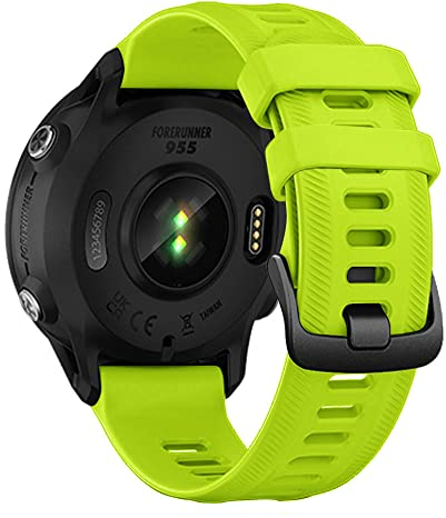 AISPORTS Cinturino Silicone Compatibile con Garmin Fenix 7/6/6 Pro/5/5 Plus e Forerunner 745/935/945/955, 22mm, Morbido e Flessibile, Resistente al Sudore, Fibbia in Acciaio Inossidabile, Nero, Lime