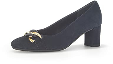 Gabor Damen Klassische Pumps, Frauen Absatzschuhe,Moderate Mehrweite (G),stöckelschuhe,Businessschuhe,büro,dk-Blue (Uni+Gold),40.5 EU / 7 UK