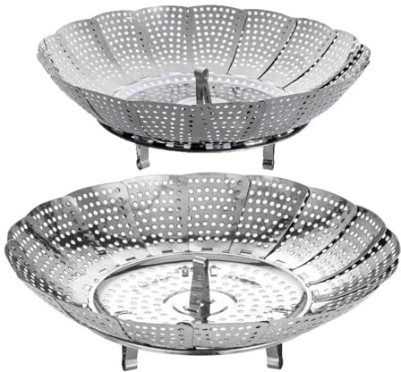 Steamer Basket Stainless Steel 2pcs Food Vegetable Folding Expandable Steamers Fits Various Size Instant Pot