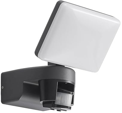 Lindby LED Außenleuchte 'Melamika' mit Bewegungsmelder (spritzwassergeschützt) (Modern) in Schwarz aus Aluminium (1 flammig,) - Außenstrahler außen, Spot, für Garten, Terasse, Balkon & Haus
