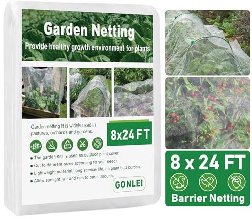 GonLei Gartennetz, 2,4 x 7,6 m, Gartennetz, Schutz, Pflanzenschutz, Gemüsereihenabdeckung, Zikadennetz für Bäume, Heidelbeere, Sträucher, Obstnetz, Blumen, Gartenschutz, Barrierenetz