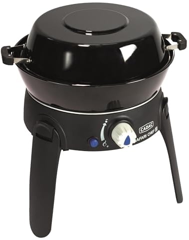 CADAC Safari Chef 30 LP - Lite 28-37mBar - Comprend un support de poêle, une grille de barbecue, une poêle - couvercle et un sac de transport pratique. - Noir - Barbecue