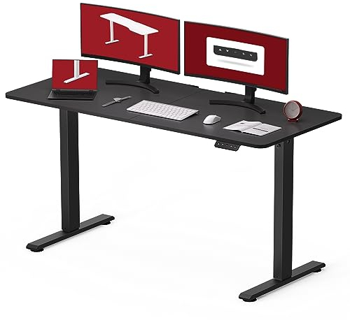 SANODESK Höhenverstellbarer Schreibtisch 140 x 60 cm Schreibtisch Höhenverstellbar Elektrisch Ergonomischer Steh-Sitz Tisch Computertisch für Heimbüro Homeoffice(schwarz)