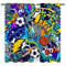 YUANZU Sport Vorhänge Kinder Jungen Neon Textur Fußball Ösen Gardinen mit Blickdichte Vorhang Kälteschutz Blackout Curtain Kinderzimmer Schlafzimmer Verdunkelung Fenster, 2 Stück, H 160 x B 132 cm
