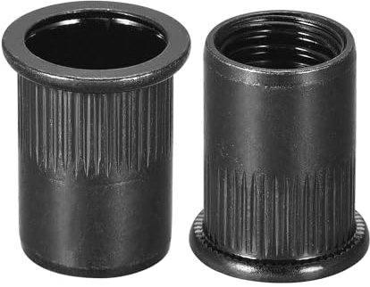 TA-VIGOR 20Pcs M12 Rivet Nuts, Carbon Steel Zinc-Plated Knurled Flat Head Threaded Insert Nut Black for Automotive Furniture
