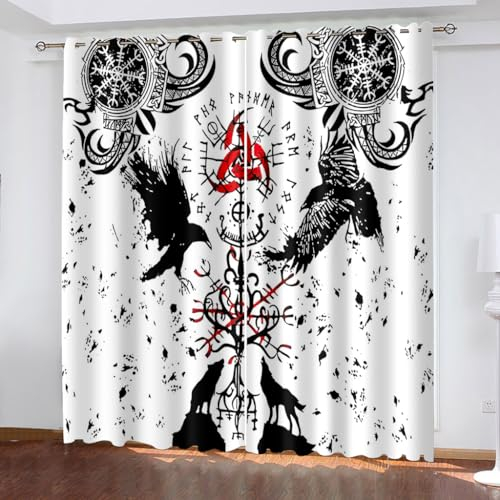 WIKINGER Vorhang mit ösen 2er Set B 140 X H 160 cm 3D Gardinen Blickdicht Kälteschutz Schallschutz Verdunkelung Wärmeisolierende Vorhänge für Wohnzimmer Schlafzimmer