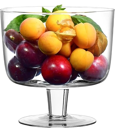SOLAVIA Trifle Dessert Bowl Tall Clear Glass Hand Crafted Fruit H20cm D20cm Bowl Home Kitchen Decorative Accessory, 3L Daisy