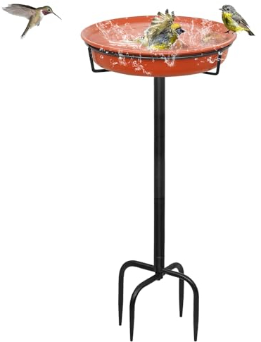 Giyiprpi Baignoire à Oiseaux autoportante de 71,1 cm avec Piquet en métal, décoration Amovible pour Jardin, terrasse, Cour, pelouse, 4 Pieds à Picots (C)