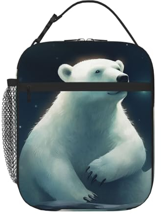 Gerrit White Bear Lunchbox für Männer und Frauen, langlebig, auslaufsicher, isolierte Lunchtasche, wiederverwendbare Kühltasche
