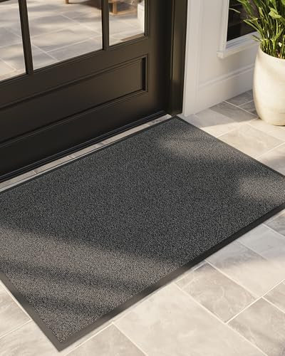 COLOR&GEOMETRY fußmatte Outdoor außen wetterfest - Grau 60x90cm - fussmatte aussen aussenbereich schmutzfangmatte willkommen außenbereich haustür