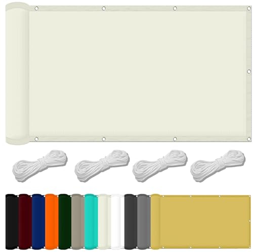 Brise Vue Balcon pour Pergola Jardin 0.8 x 1.4 m Tissu Polyester UV Protection avec Oeillets Filet Protection Solaire pour Piscine Voitures Camping Et Patio, Ivoire