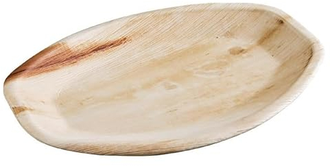 ECO Leaf 25 Disposable Palm Leaf Serving Platters, Large Oval 15 x 10 (38cm x 25cm), Trays Starters Canape Wedding Plates, Like Wooden Plates | Sturdy Hot Food Trays, Eco-Friendly Food Trays