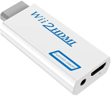 Visiodirect Adaptateur Wii vers HDMI Convertisseur avec Port Hdmi et Sortie Audio 3,5 mm 1080P pour Nintendo Wii - Wii U Blanc