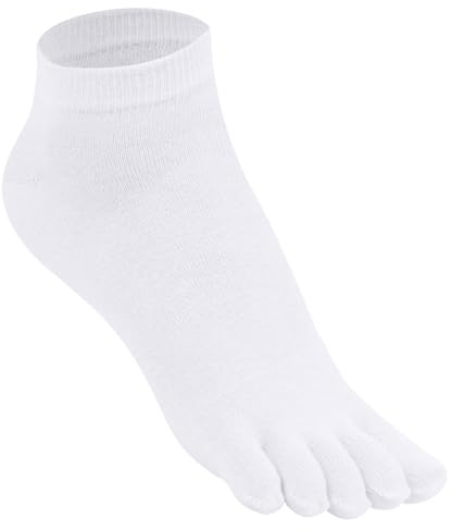 99% coton Chaussettes à orteils pour femme Baskets Tige courte Hauteur cheville Chaussettes F907 (FR/ES, Numérique, 39, 42, Taille normale, Taille normale, Blanc)