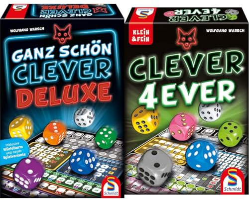 Schmidt Spiele 49443 Ganz schön Clever Deluxe, Würfelspiel, Familienspiel & 49424 Clever 4-Ever, Klein und Fein Serie, Würfelspiel, bunt