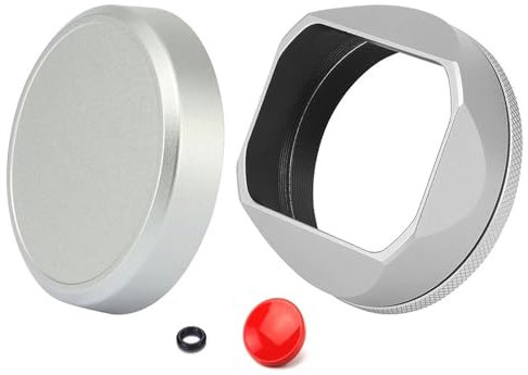 VYUHAksZ for Haoge LH-X54W-Cap, quadratische Gegenlichtblende aus Metall + 49-mm-Adapterring + runder Objektivdeckel, for Fujifilm for Fuji X100V X100F X100T X100S X100 X70
