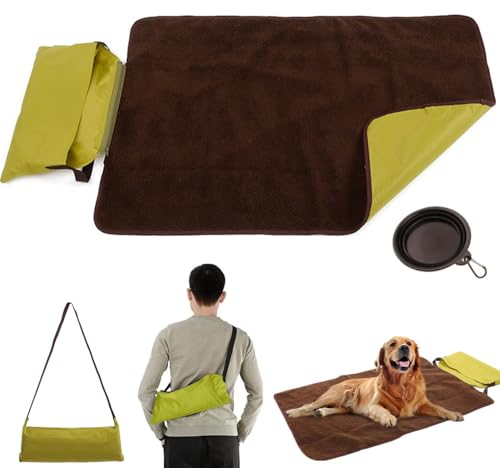Bangminda Faltbare Wasserdichte Haustier Decke 100 x 70 cm für Outdoor Mit Tasche - Hundematte Große Camping Reisedecke für Hunde Katzen