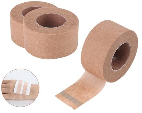 3 Rolls Micropore Paper Tape, 2.5cm x 10m Tan Microporous Tape Flexible Skin Tape Micropore Fabric Tape Breathable Self Adhesive Hypoallergenic Tape Bandage for Sensitive Skin