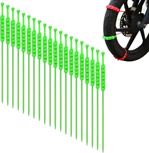 20 stücke Motorräder Reifen Kette Skid Winter Fahrrad Schneeketten, Wiederverwendbare Anti-Schneeketten,Notfall-Schneereifenketten, Universal-Reifenkabelgurte für Motorräder (Grün)