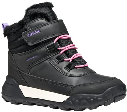 Geox J Trekkyup Girl B AB Bottines à la Cheville, Noir/Lilas, 39 EU