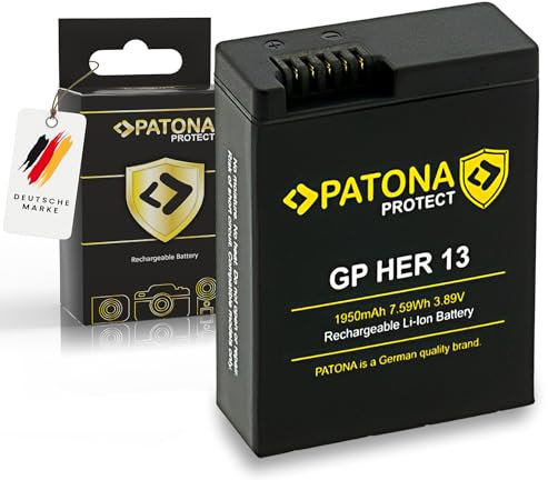 PATONA PROTECT Batteria AEBAT-201 Compatibile con GoPro Hero 13 Enduro – 1950mAh, Custodia Ignifuga, Resistenza Estrema al Calore, Prestazioni Ottimizzate al Freddo, Durevole e Sicura