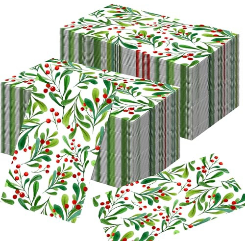 20pcs Christmas Paper Party Napkins Serviette for Cocktail and Dinner,Xmas Berry Paper Party Napkins Serviettes Tableware for Christmas,Birthday Party, Wedding Decor,Baby Showers