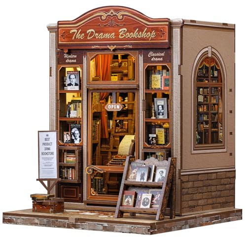 Fsolis Book Nook Kit, Puppenhaus-Kits, kreatives Regal und Schreibtischdekoration, für Erwachsene, Buchliebhaber und Miniatur-Enthusiasten (The Drama Bookshop)