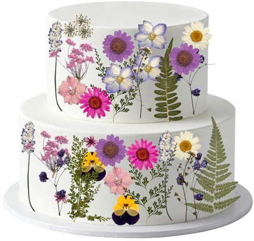 34 Fleurs Séchées Cake Topper, 2 Thèmes Couleurs, Cake Topper | 34 Fleurs Séchées Naturelles, Facile à poser, réutilisables, Idéal pour mariage, anniversaire, baby shower, cupcakes, gâteaux