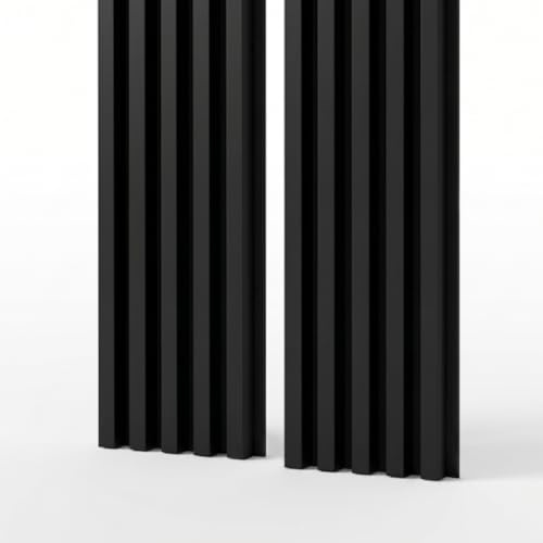 MEBANO. Akustikpaneele auf Filz 1,272 m² 240x53 cm (2 Stück 240 cm x 26,5 cm) Wandverkleidung Farbe Schwarz Matt Wandpaneele Home Decoration Lamellenwand Innenwanddekoration
