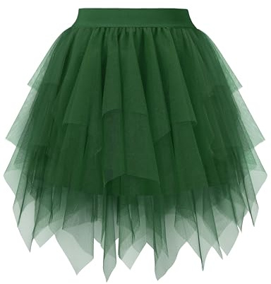 Hanpceirs Damen Mini Rock Tüll Röcke Karneval Kostüm | High Low Layered Puffy Fee Röcke, Unregelmäßiger Tutu Rock, Halloween Costumes, Cosplay Skirts, A-LinieMesh Skirts