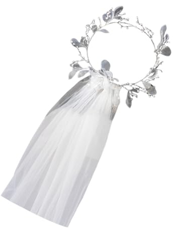Kleideraccessoire Dekorativer Schleier Brautschleier aus Gauze 1stück Weiß | Perlenbesatz, Tülloptik, Leicht und Sicher im Haar, für Hochzeitsfotos und Cosplay