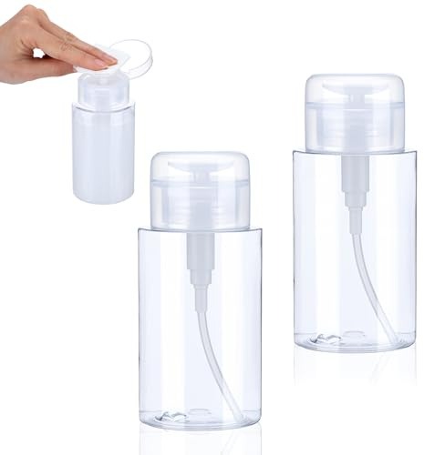 Larrel 2 Stück Dispenser Pumpspender Pumpflasche, 200 ml Leere Dispense Runterdrücken Nagellackentferner Flasche Hälter Leere Durchsichtige Make-up Pumpspenderflasche für Nagellack Make-up-Entferner