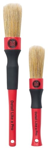 Glismoto Detailing Boar Brush Set – 2 Piece Car Detailing Brushes with Stiff Boar-Style Bristles | Interior & Exterior Cleaning for Wheels, Engine Bays, Trims & Vents (17cm & 23cm)