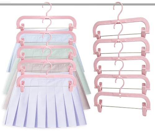 Anhow Grucce Pantaloni, Confezione da 20 Appendini per Pantaloni con Pinze | Impilabile Grucce Salvaspazio Armadio, Porta Pantaloni per Armadio, Rosa
