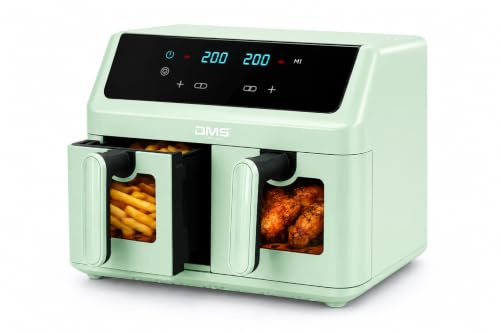 DMS® Doppelkammer Heißluftfritteuse 9L 2000W Air Fryer, Digitales Touch-Display, Dual Zone, 8 Automatikprogramme, 65–200°C