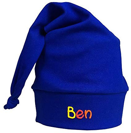 mein-name Zipfelmütze Kindermütze Kinder Haube Personalisierte Mütze für Junge Mädchen Kinder Kinderhaube nit Zipfel, Farbe:Kobalt