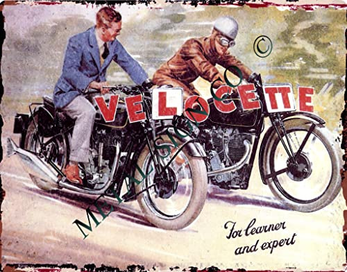 TRACY'S SIGNS 8x10in VELOCETTE MOTOR CYCLE GARAGE METAL SIGN RETRO VINTAGE STYLE 8x10in 20x25cm MOTOR BIKE MOTORCYCLE garage shed wall art