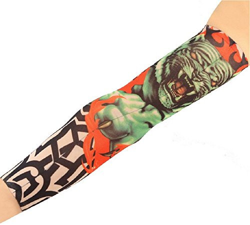 Tattoo-Ärmel tragbar Halbarm falsches Tattoo Tiger mit Krallen und Flammen Tribal W14 wilde Geschenkidee kraftvolles Accessoire