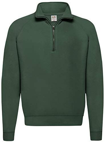 Fruit of the Loom Men's Zip Neck Sweat Sweatshirt - Green - XXL