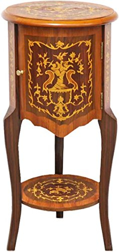 Casa Padrino Barock Beistelltisch mit Schubladen Braun Intarsien 80 x 40 cm - Antik Stil Beistelltisch - Telefontisch - Möbel