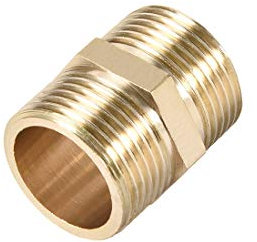 sourcing map Brass Pipe Fitting Connector Straight Hex Nipple Coupler 3/4 x 3/4 G Male Thread Hose Fittings Gold Tone