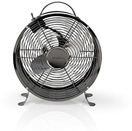 NEDIS FNCL10GM20P Retro Tischventilator | Durchmesser 25 cm | 2 Geschwindigkeiten | Gewehrrohr
