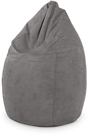 Green Bean Sitzsack mit Rückenlehne 60x60x90cm - Indoor Sitzkissen 220L Füllung Kuschelig Waschbar - Bean Bag Bodenkissen Lounge Chair Sitzhocker - Grau