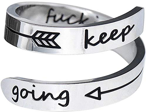 YooAi Inspirational Rings Personalisierte Spiralwickel Twist Ring Edelstahl Schmuck Für Frauen Geburtstagsgeschenk Keep Going Arrow