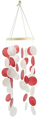 SWECOMZE Windspiel, Perlmutt, 13 * 60 cm, Fensterschmuck, Mobile für Fenster, Wand, Zimmer, Terrasse und Balkon Aufhängen über dem Kinderbett (Rot)